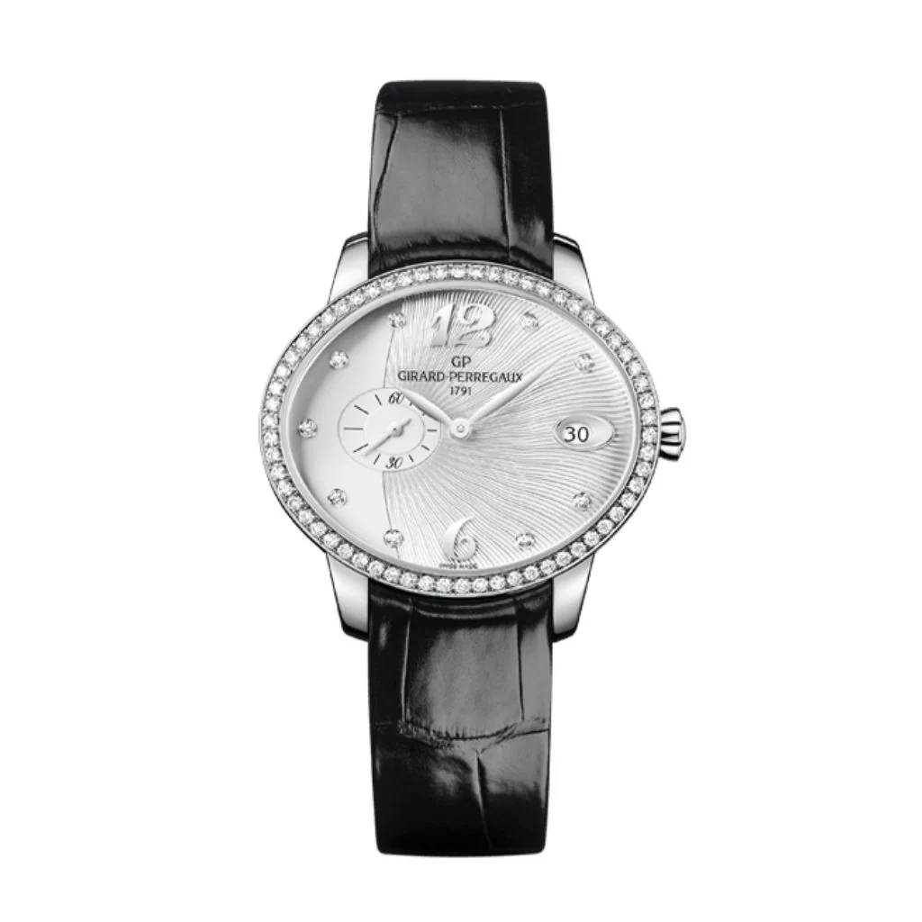 Girard-Perregaux Cat’s Eye Small Seconds 35.40 x 30.40 mm Silver Dial with Diamonds Stainless Steel Leather Strap 80484D11A161-BK6B
