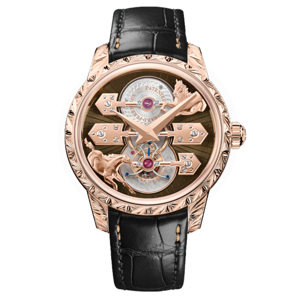 Girard-Perregaux La Esmeralda Tourbillon "A Secret" Eternity Edition 43 mm Brown Dial 18K Pink Gold Leather Strap 99274-52-3352-5CC
