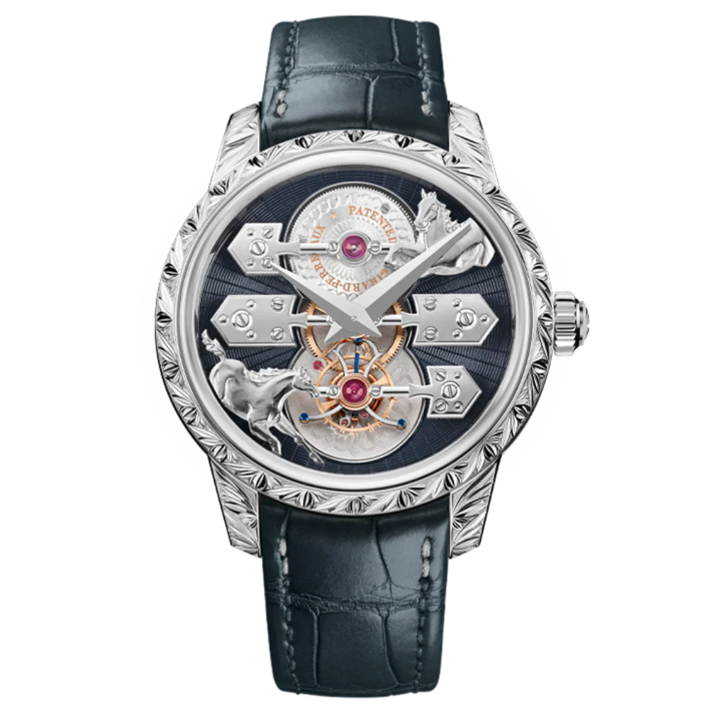 Girard-Perregaux La Esmeralda Tourbillon "A Secret" Eternity Edition 43 mm Grey Dial 18K White Gold Leather Strap 99274-53-3350-5CC