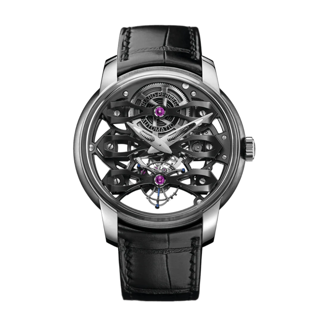Girard-Perregaux Neo-Tourbillon with Three Bridges Skeleton 45 mm Transparent Dial Titanium Leather Strap 99295-21-000-BA6A