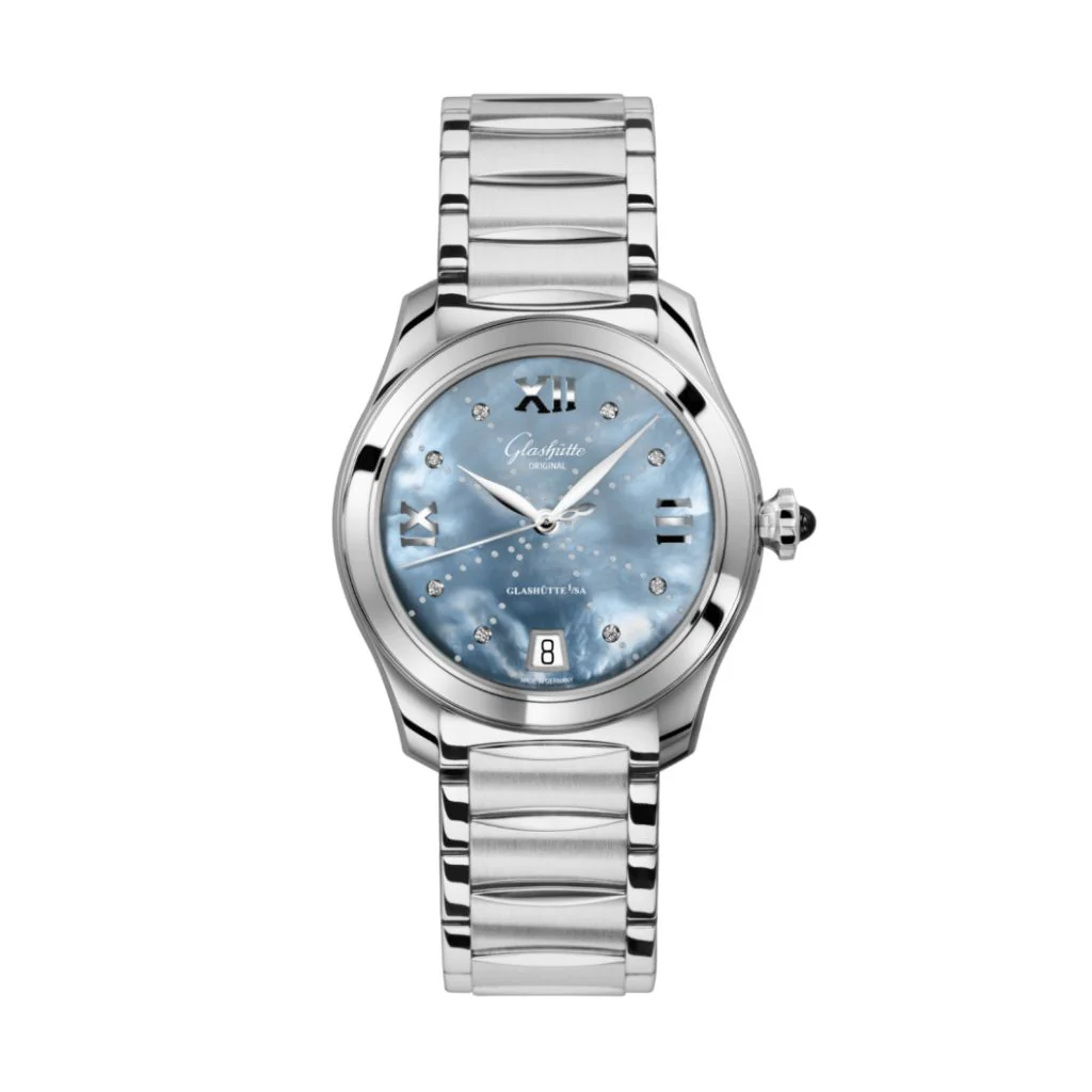 Glashutte Original Lady Serenade 36 mm Mother-Of-Pearl Blue Dial Stainless Steel Stainless Steel 1-39-22-11-02-34