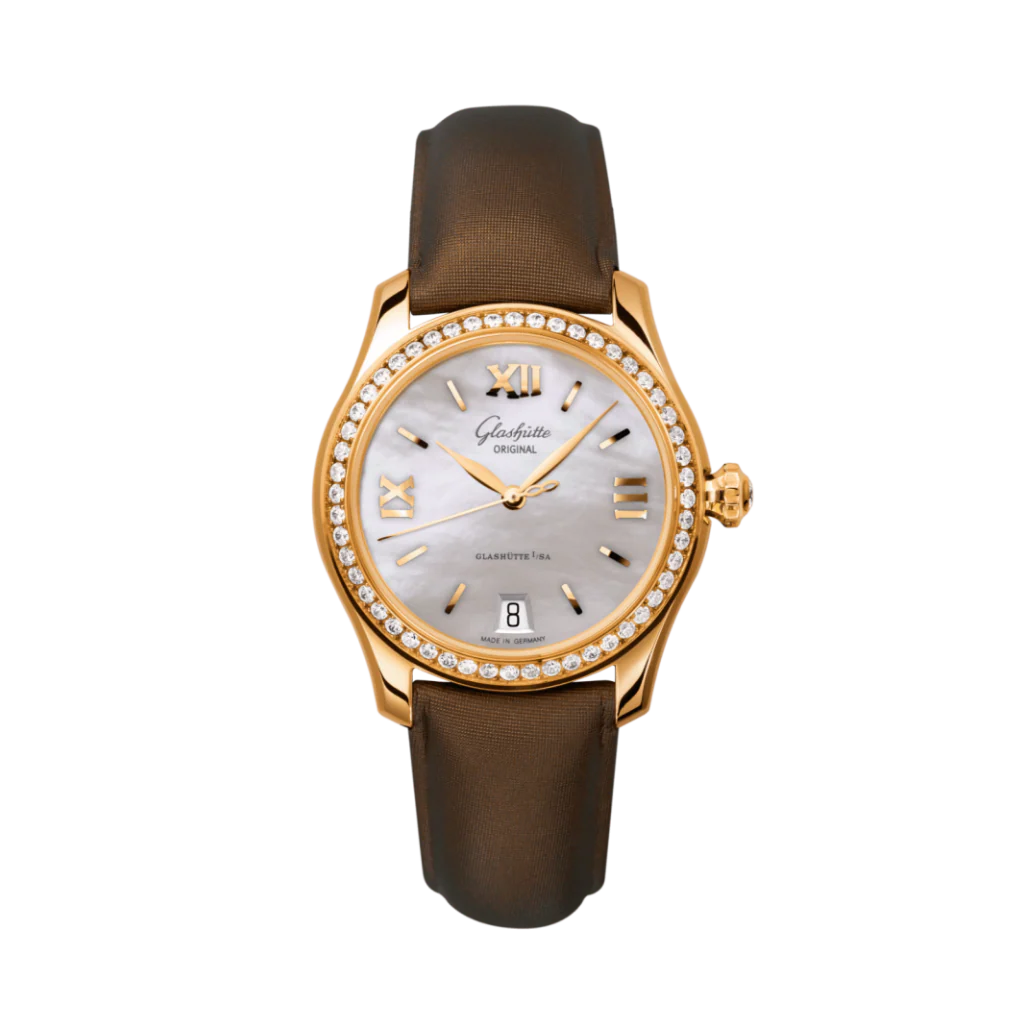 Glashutte Original Lady Serenade 36 mm Mother-Of-Pearl Silver Dial 18k Rose Gold Strap 1-39-22-09-11-04