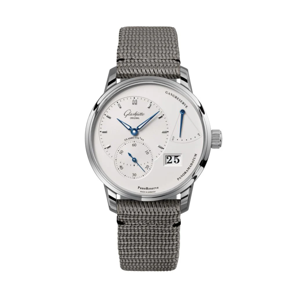 Glashutte Original PanoReserve 40 mm Silver Galvanized Dial Stainless Steel Synthetic 1-65-01-22-12-66