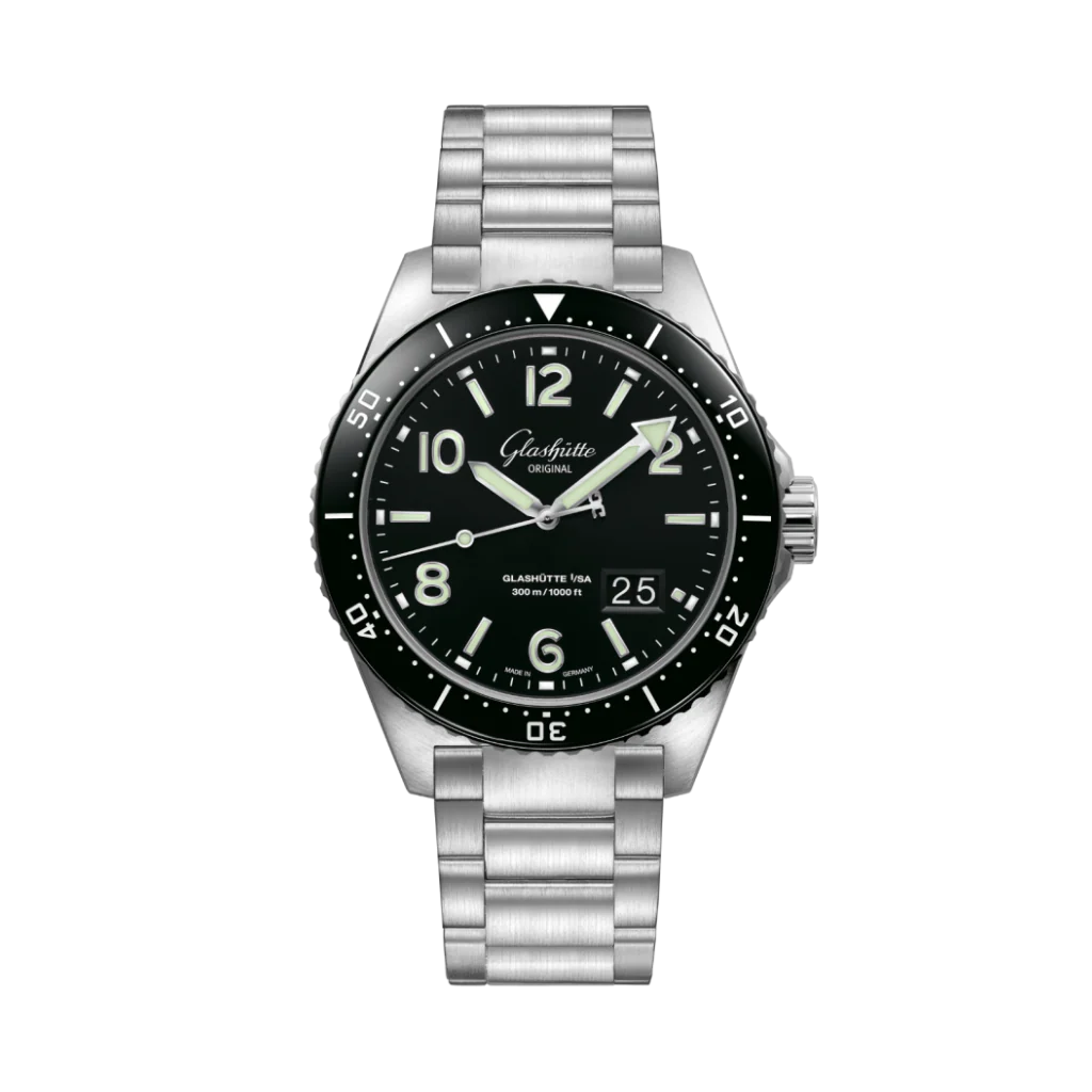 Glashutte Original SeaQ Panorama Date 43.20 mm Black Dial Stainless Steel Metal Bracelet 1-36-13-01-80-70