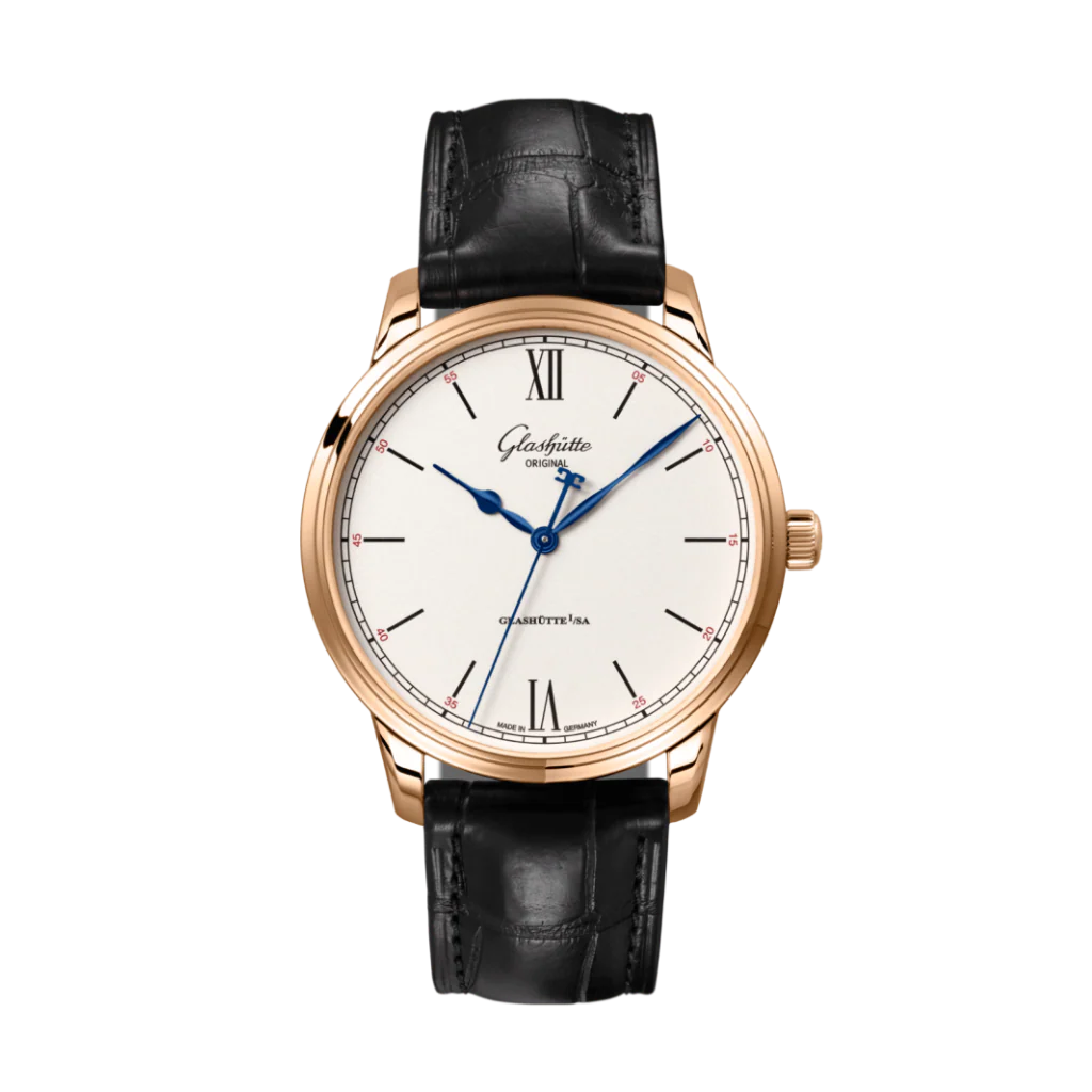 Glashutte Original Senator Excellence 40 mm White Dial Red Gold Louisiana Leather Strap Black 1-36-01-02-05-61