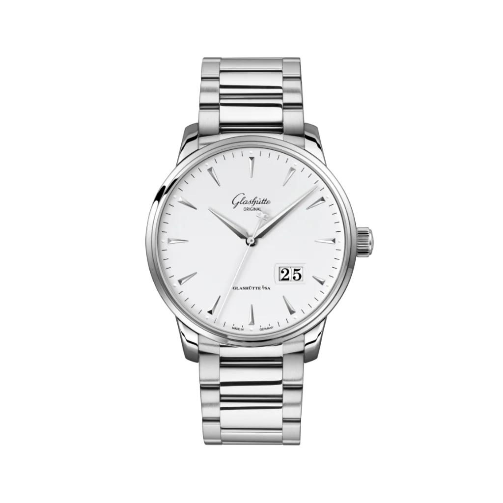 Glashutte Original Senator Excellence Panorama Date 42 mm White Dial Stainless Steel Metal Bracelet 1-36-03-05-02-71