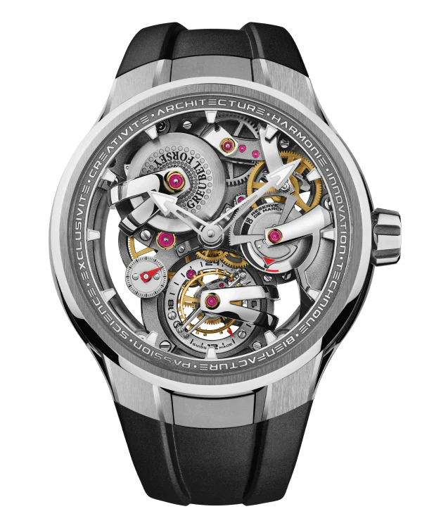 Greubel Forsey Tourbillon 24 Secondes Architecture Titanium 47 mm Silver Dial Rubber Strap