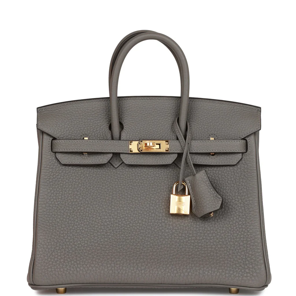 HERMES Birkin 25 Togo Gris Meyer Gold Hardware