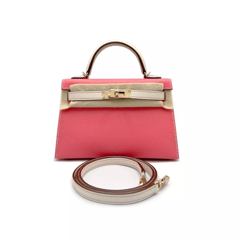 HERMES Mini Kelly 20 Epsom Special Order HSS Rose Azalee / Craie Gold Hardware