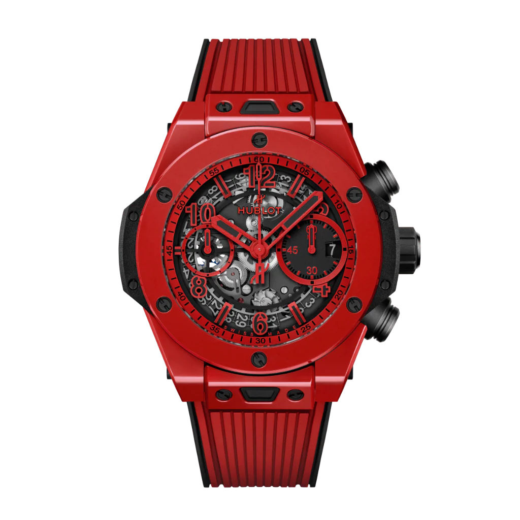 HUBLOT Big Bang Unico Red Magic 42 mm Transparent Dial Polished Red Ceramic Rubber Strap 441.CF.8513.RX