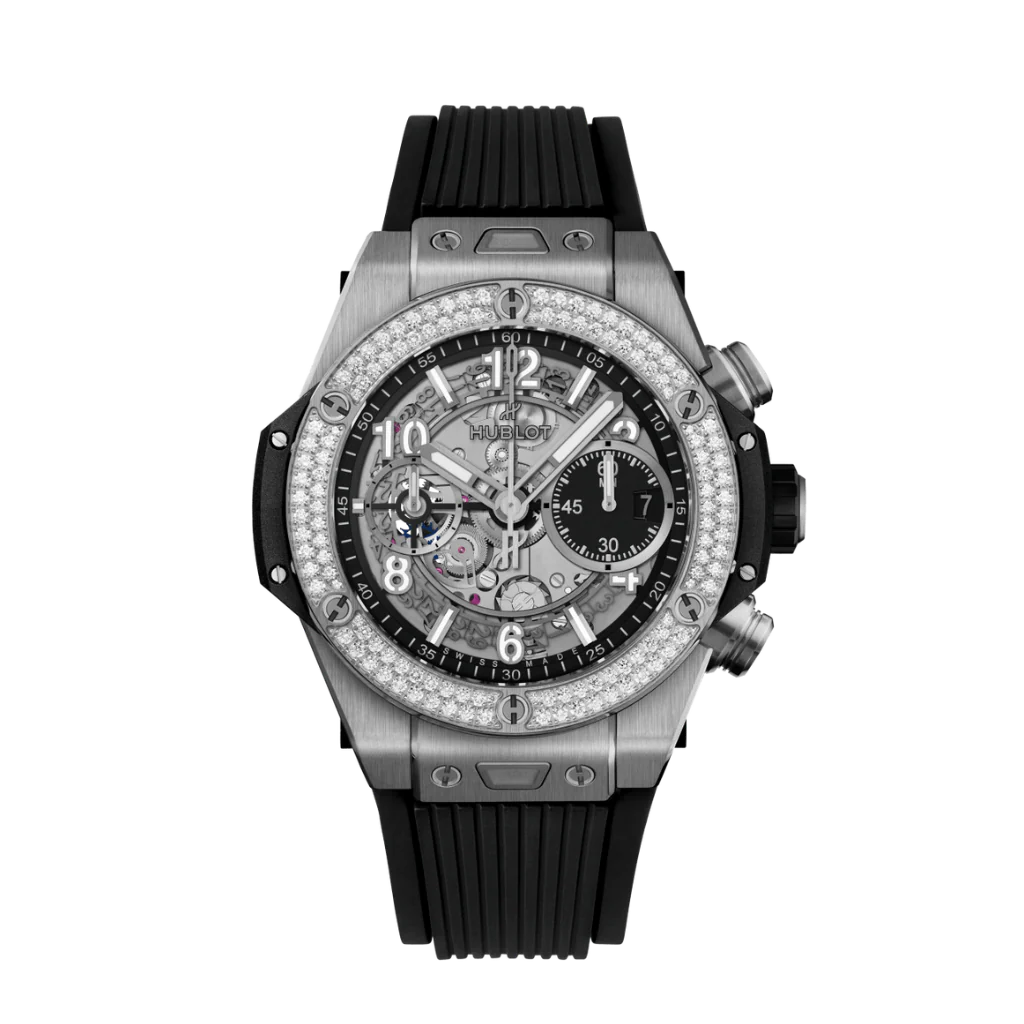 HUBLOT Big Bang Unico Titanium Diamonds 42 mm Transparent Dial Polished Titanium Rubber Strap 441.NX.1171.RX.1104