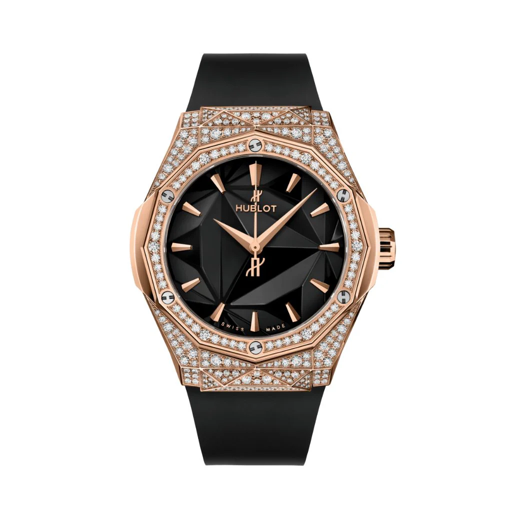 Hublot Classic Fusion Orlinski King Gold Pavé 40 mm Black Dial with Diamonds Polished 18K King Gold Rubber Strap 550.OS.1800.RX.1604.ORL19