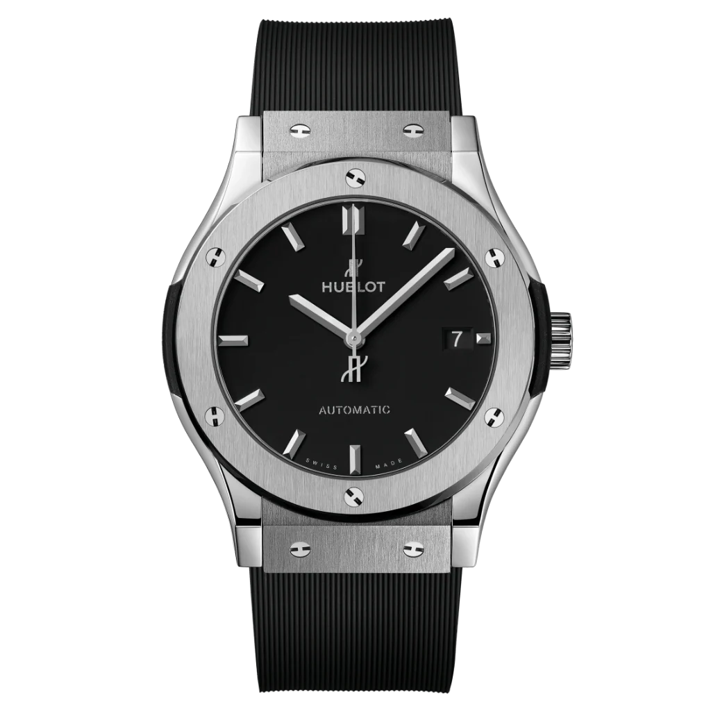Hublot Classic Fusion Titanium 42 mm Black Dial Polished Titanium Rubber Strap 542.NX.1171.RX
