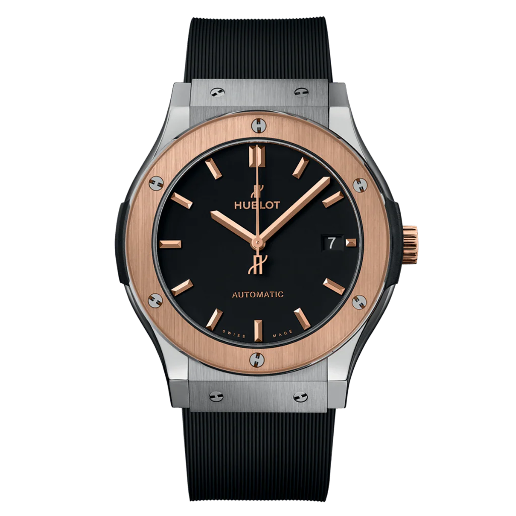 Hublot Classic Fusion Titanium King Gold 45 mm Black Dial Polished Titanium Rubber Strap 511.NO.1181.RX