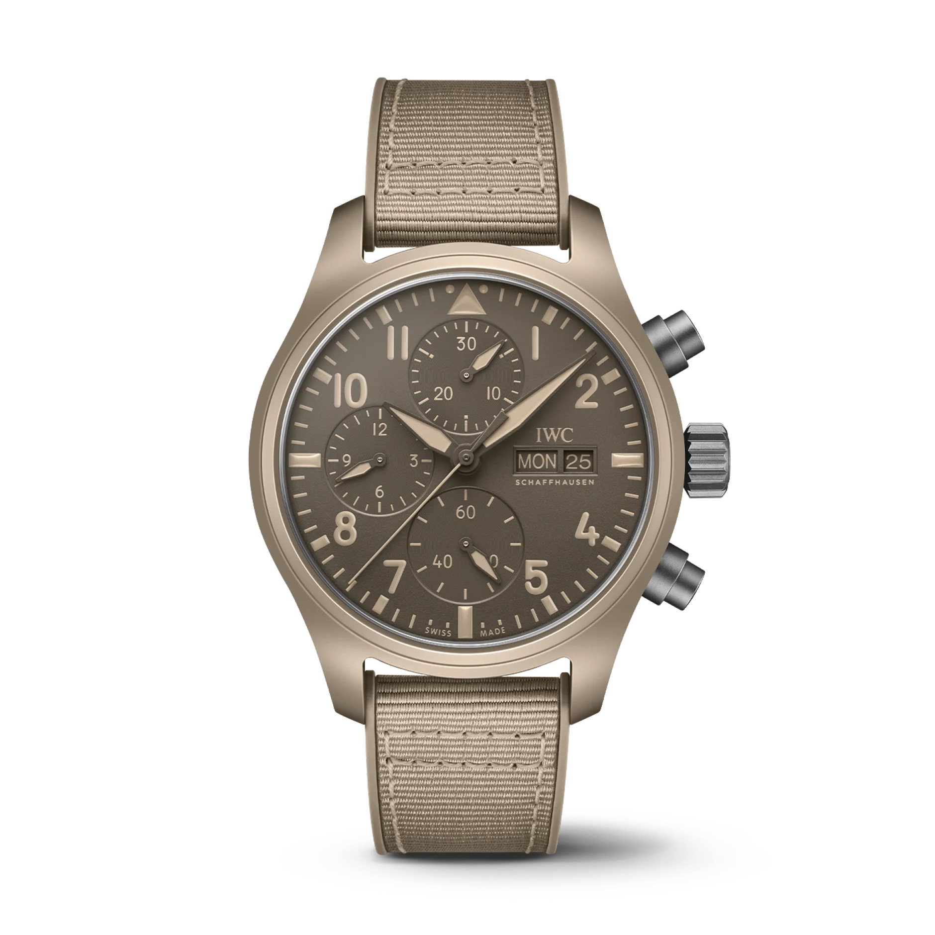 IWC Schaffhausen Pilot’s Watch Chronograph 41 TOP GUN Mojave Desert 41.9 mm Brown Dial Ceramic Beige Rubber Strap IW389402
