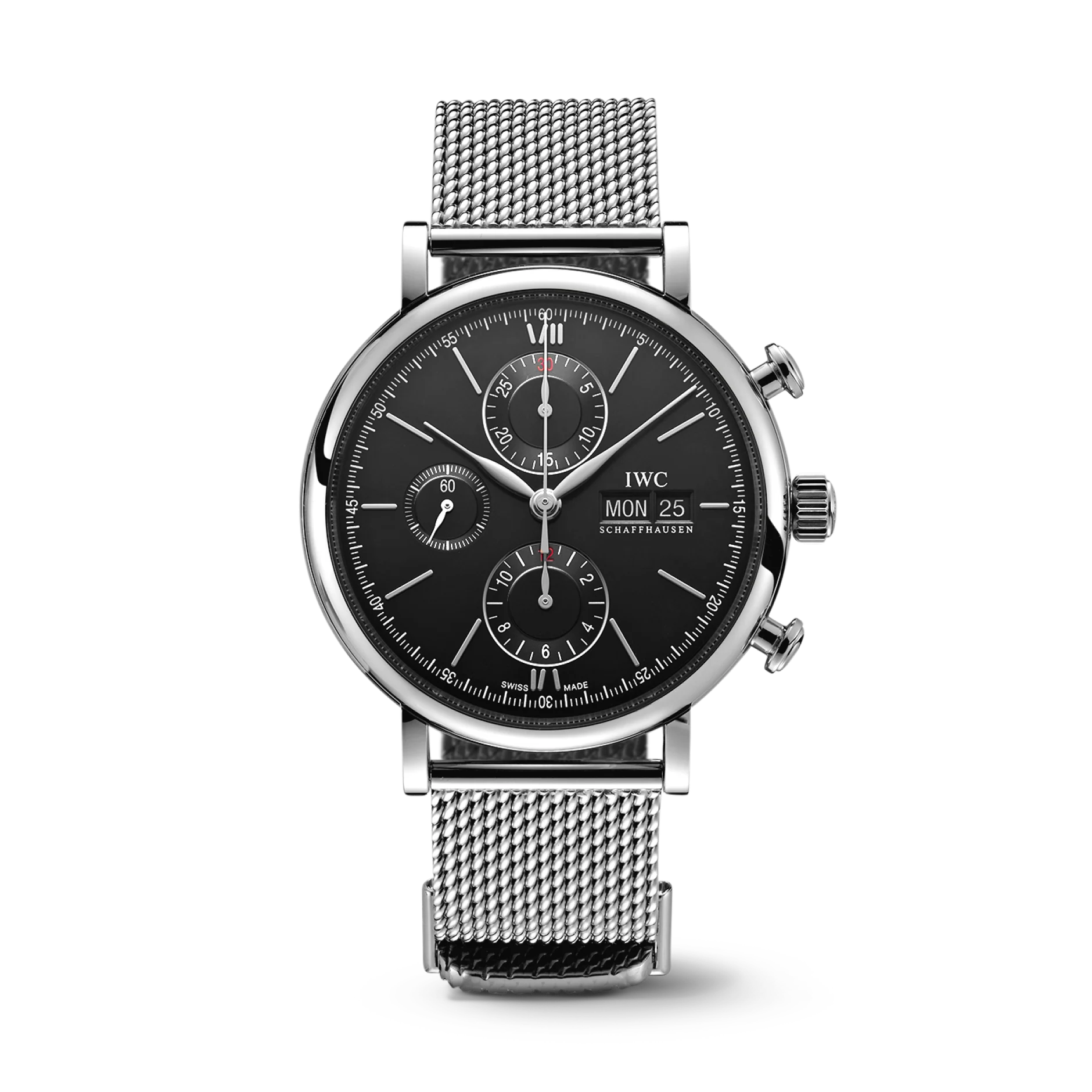 IWC Schaffhausen Portofino Chronograph 42 mm Black Dial Stainless Steel Bracelet IW391030