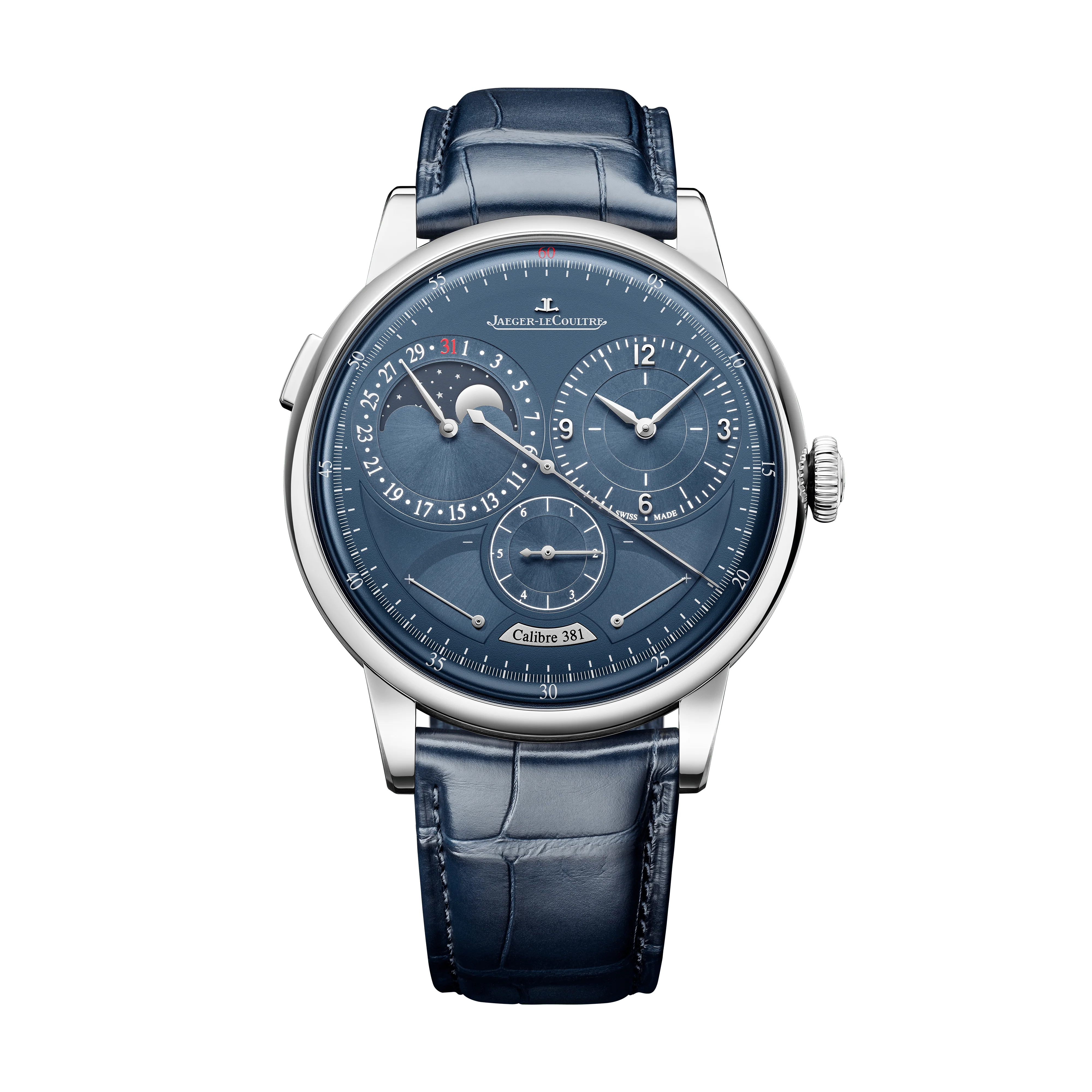 Jaeger-LeCoultre Duometre Quantieme Lunaire 42.5 mm Blue Dial Stainless Steel Leather Strap Q604848J