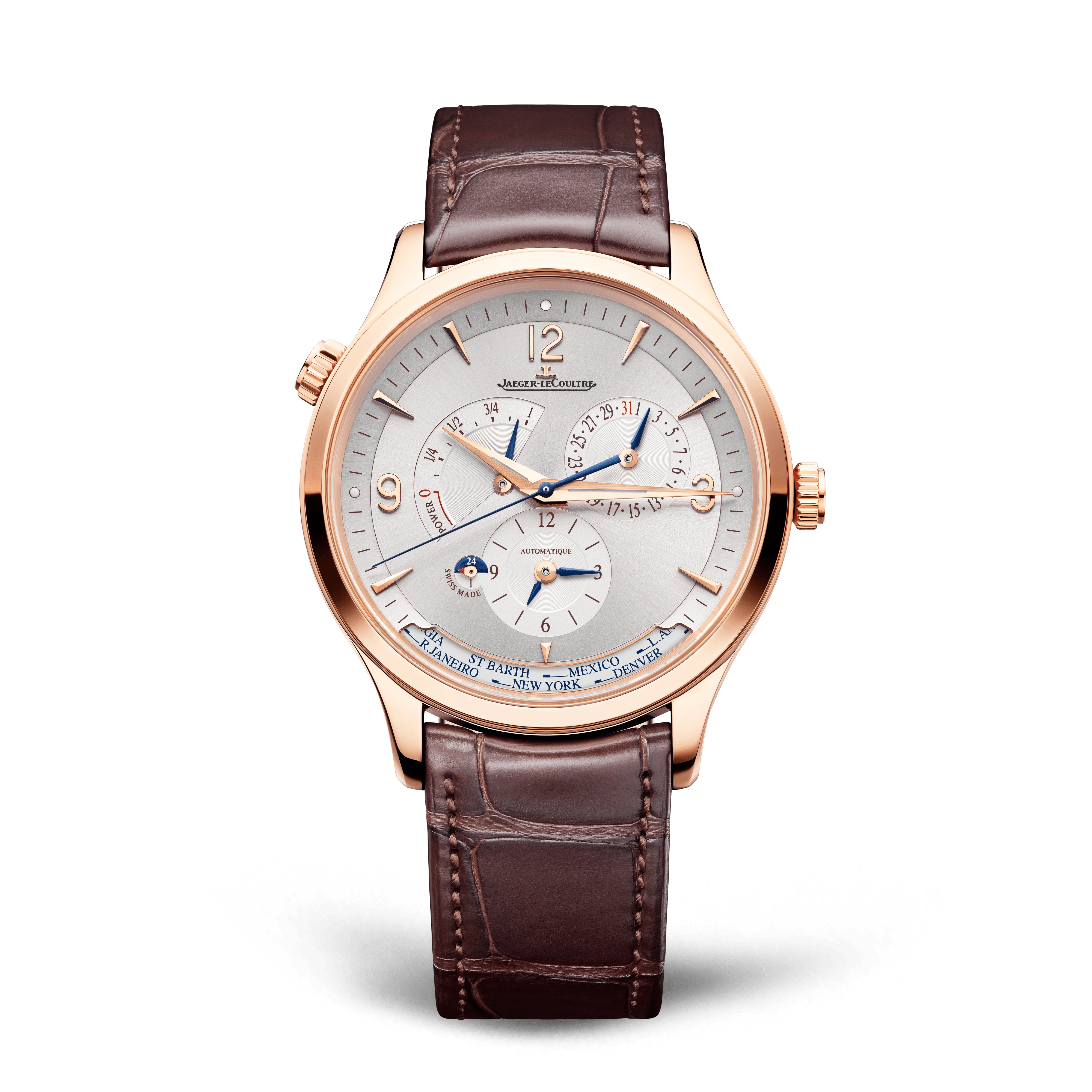 Jaeger-LeCoultre Master Control Geographic 40 mm Silvered Grey Dial Rose Gold Leather Strap Q4122520