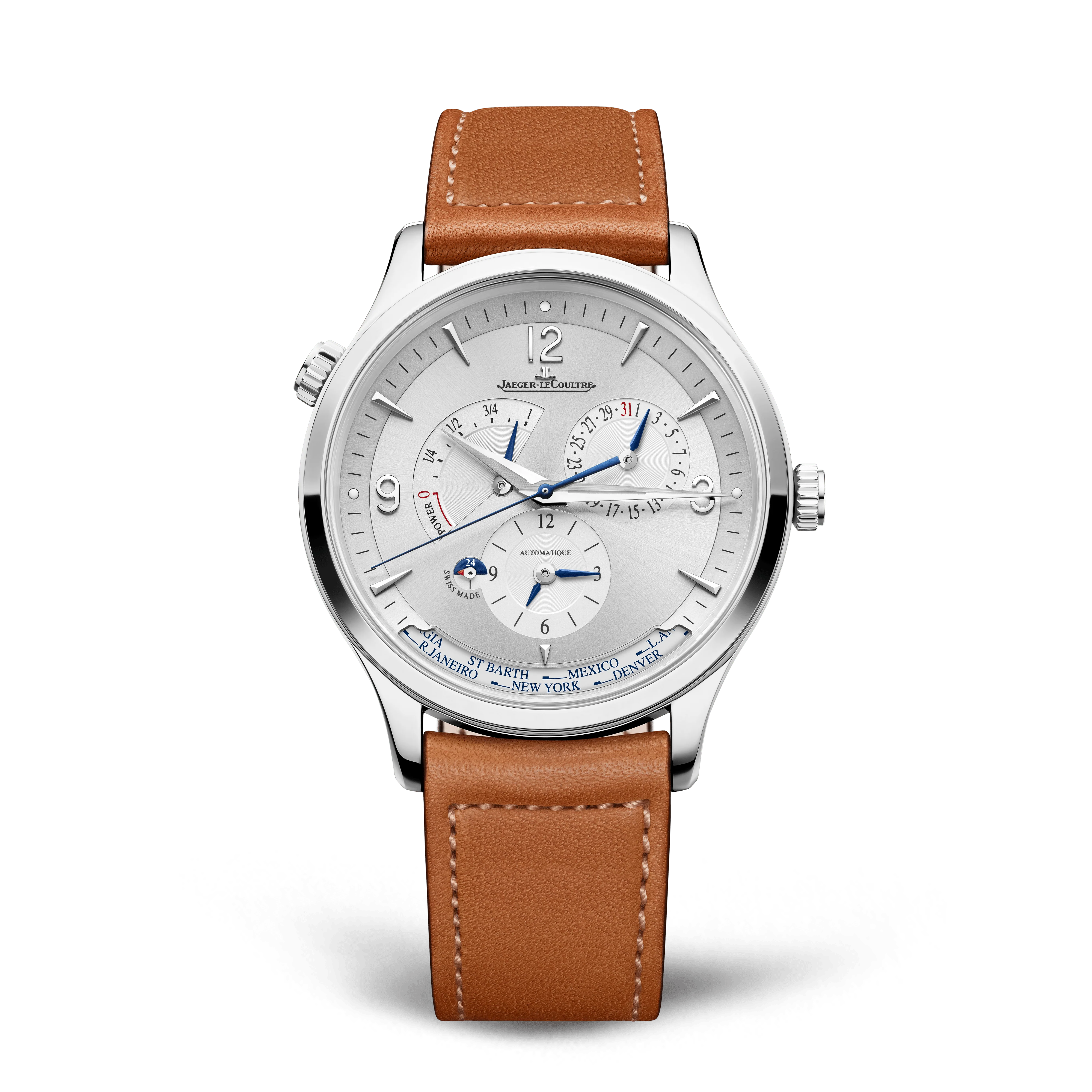 Jaeger-LeCoultre Master Control Geographic 40 mm Silvered Grey Dial Stainless Steel Leather Strap Q4128420