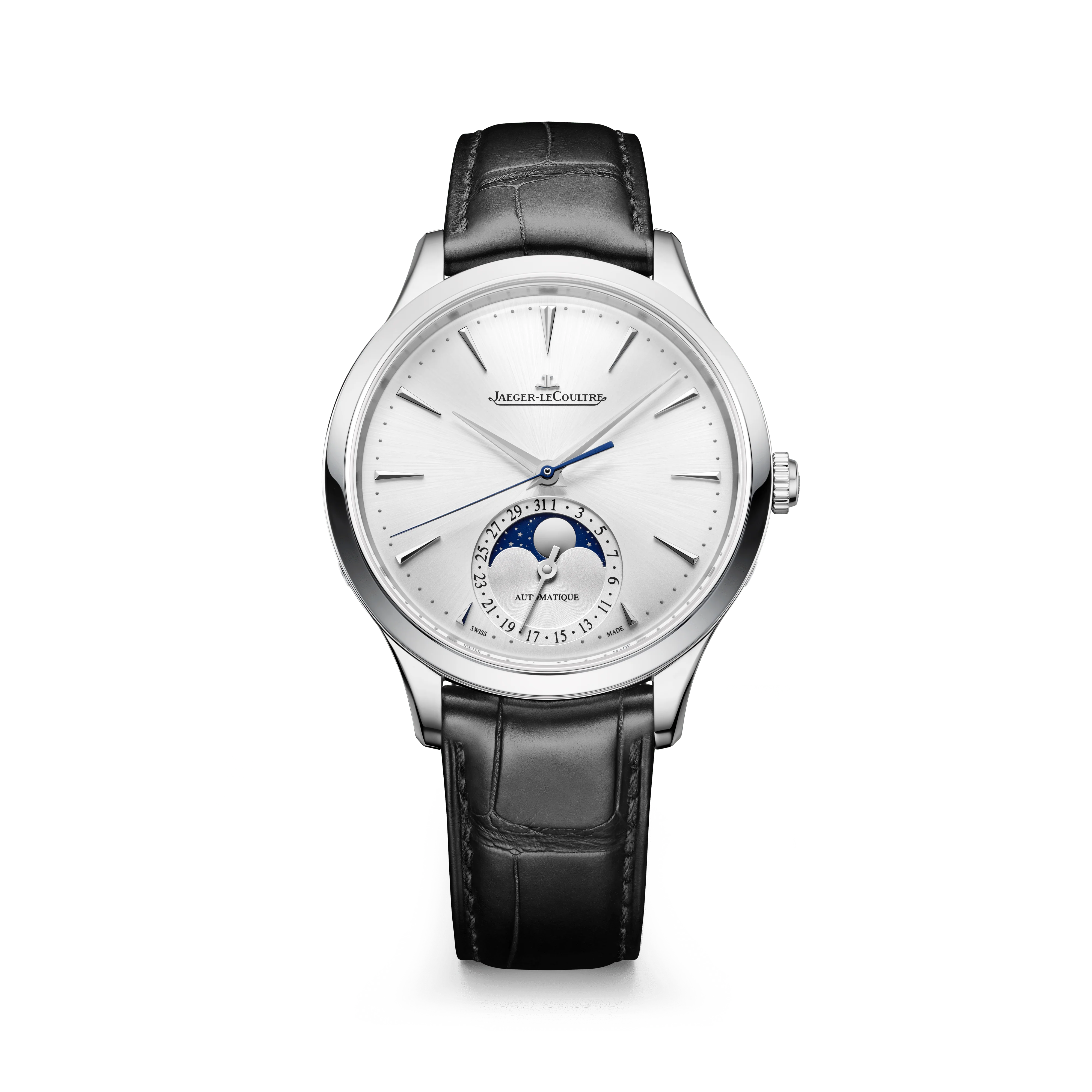 Jaeger-LeCoultre Master Ultra Thin Moon 36 mm Silver Dial Stainless Steel Leather Strap Q1248421