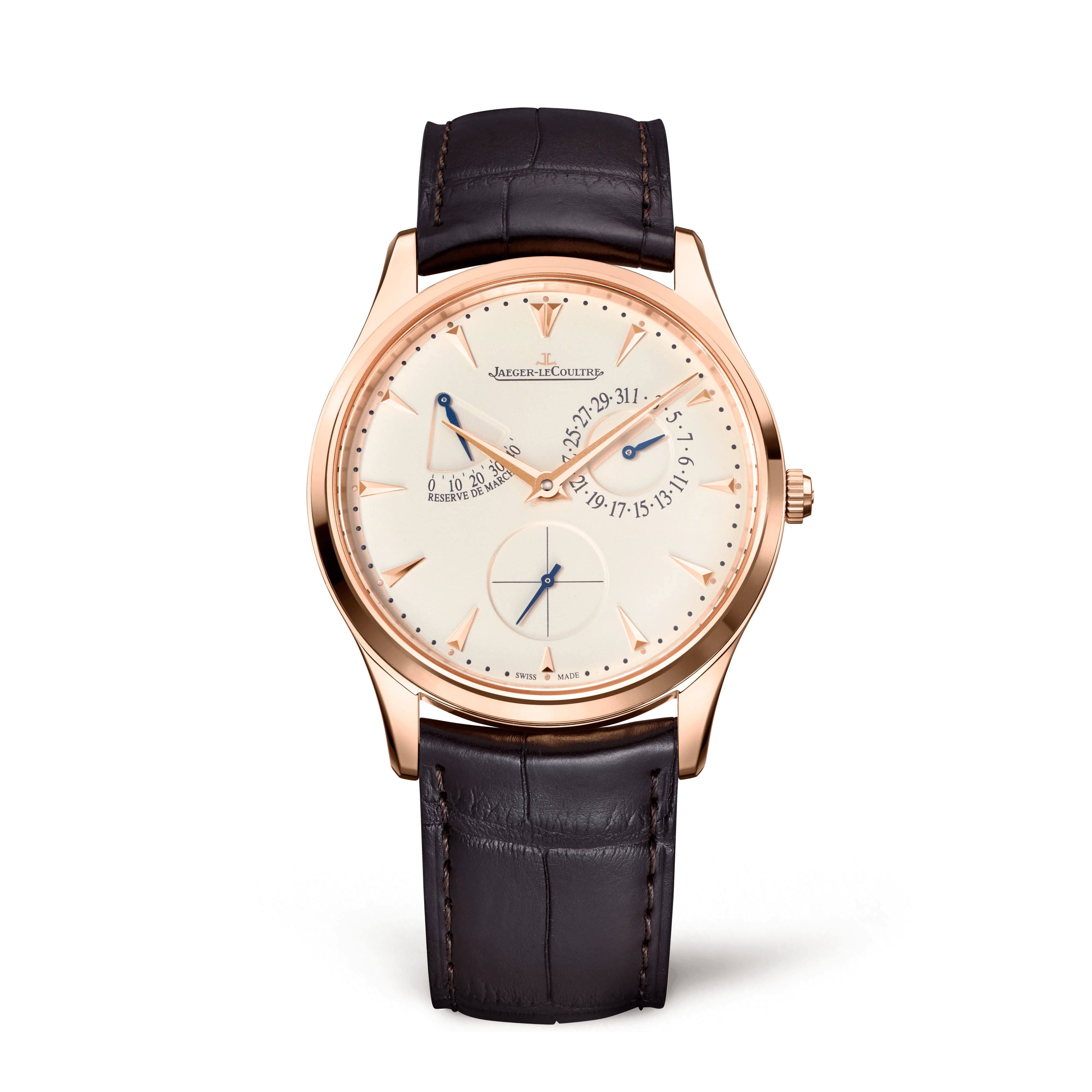 Jaeger-LeCoultre Master Ultra Thin Power Reserve 39 mm Beige Dial Pink Gold Leather Strap Q1372520