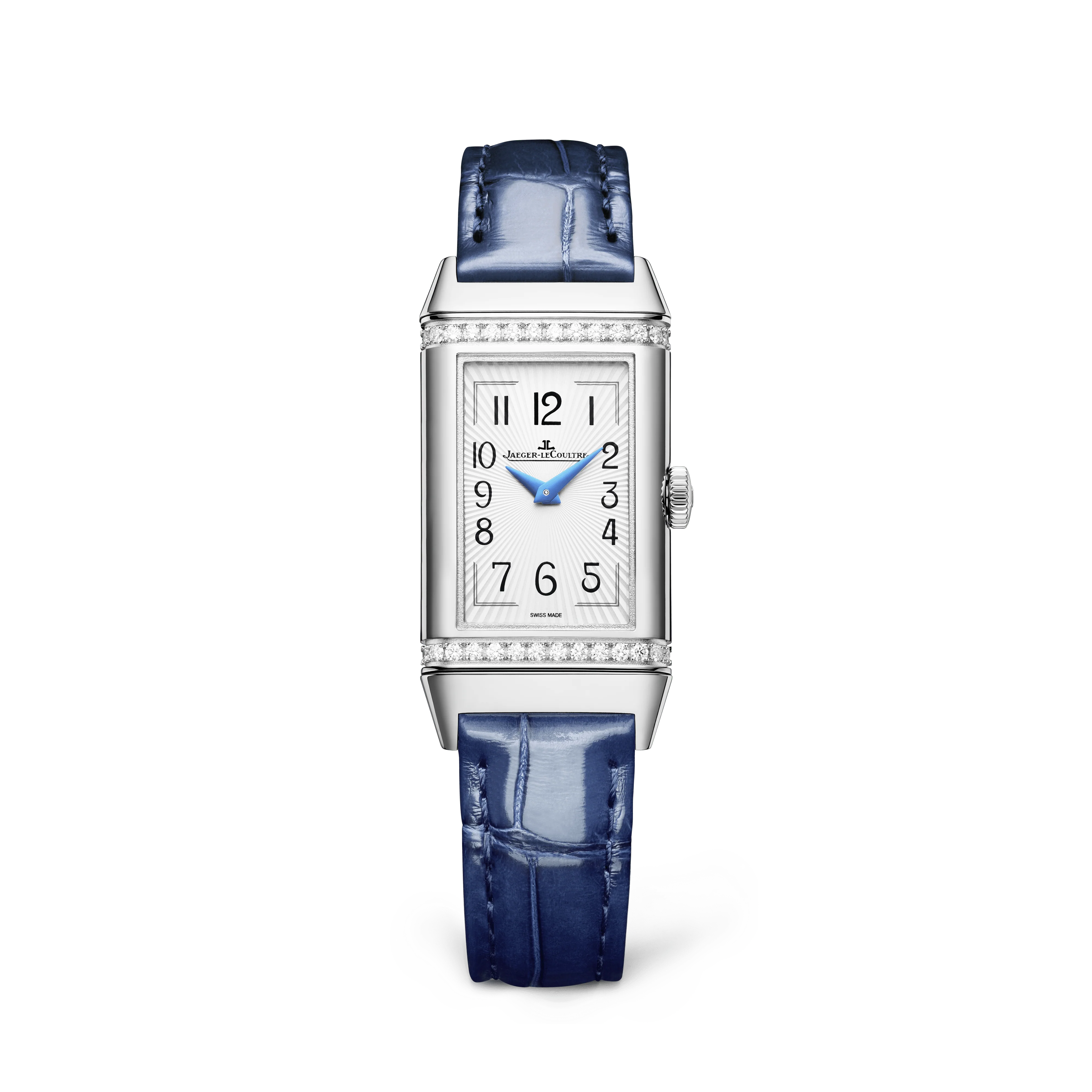 Jaeger-LeCoultre Reverso One Duetto 40.1 x 20 mm Silvered Grey Dial with Diamonds Stainless Steel Leather Strap Q334848J