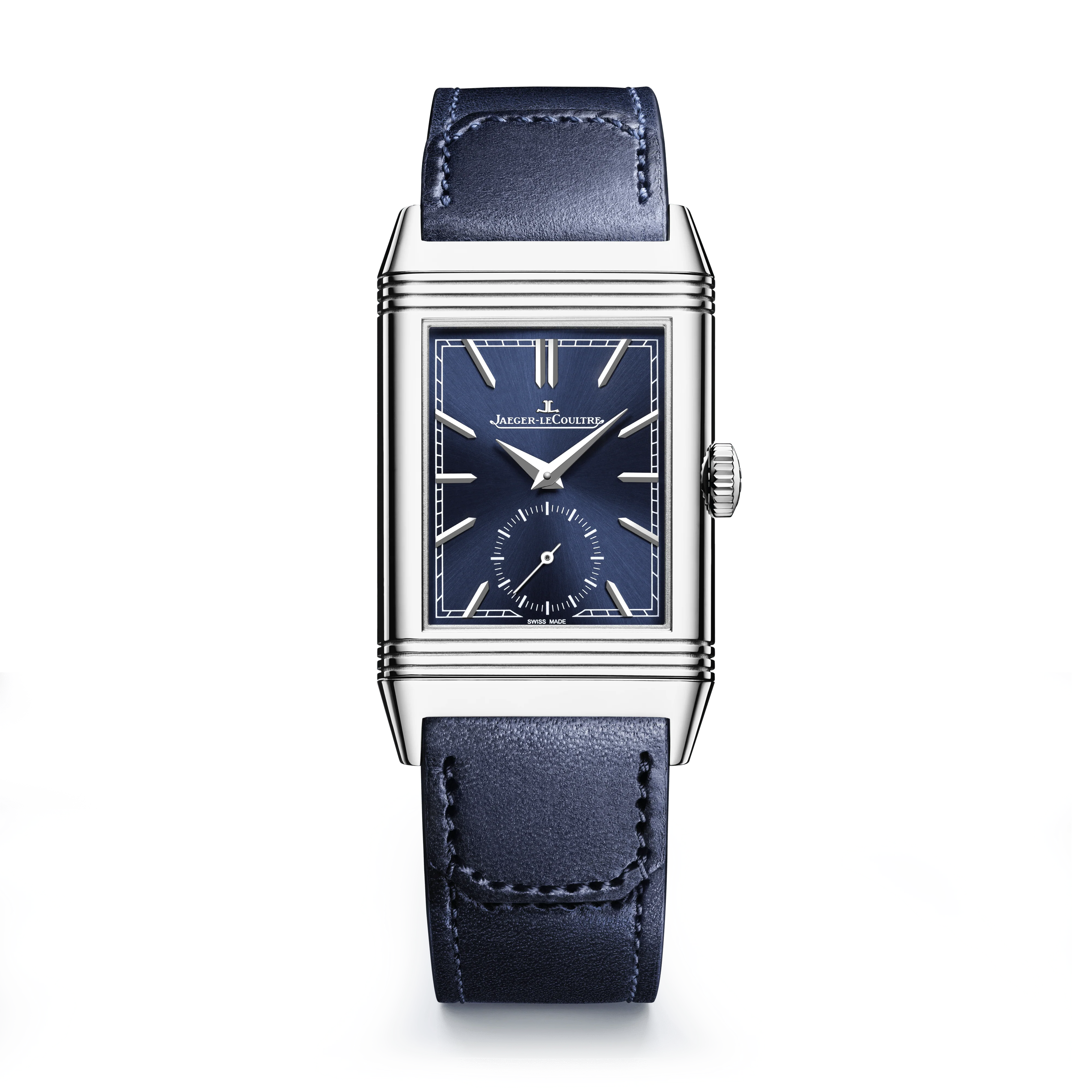 Jaeger-LeCoultre Reverso Tribute Monoface Small Seconds 45.6 x 27.4 mm Blue Dial Stainless Steel Leather Strap Q397848J