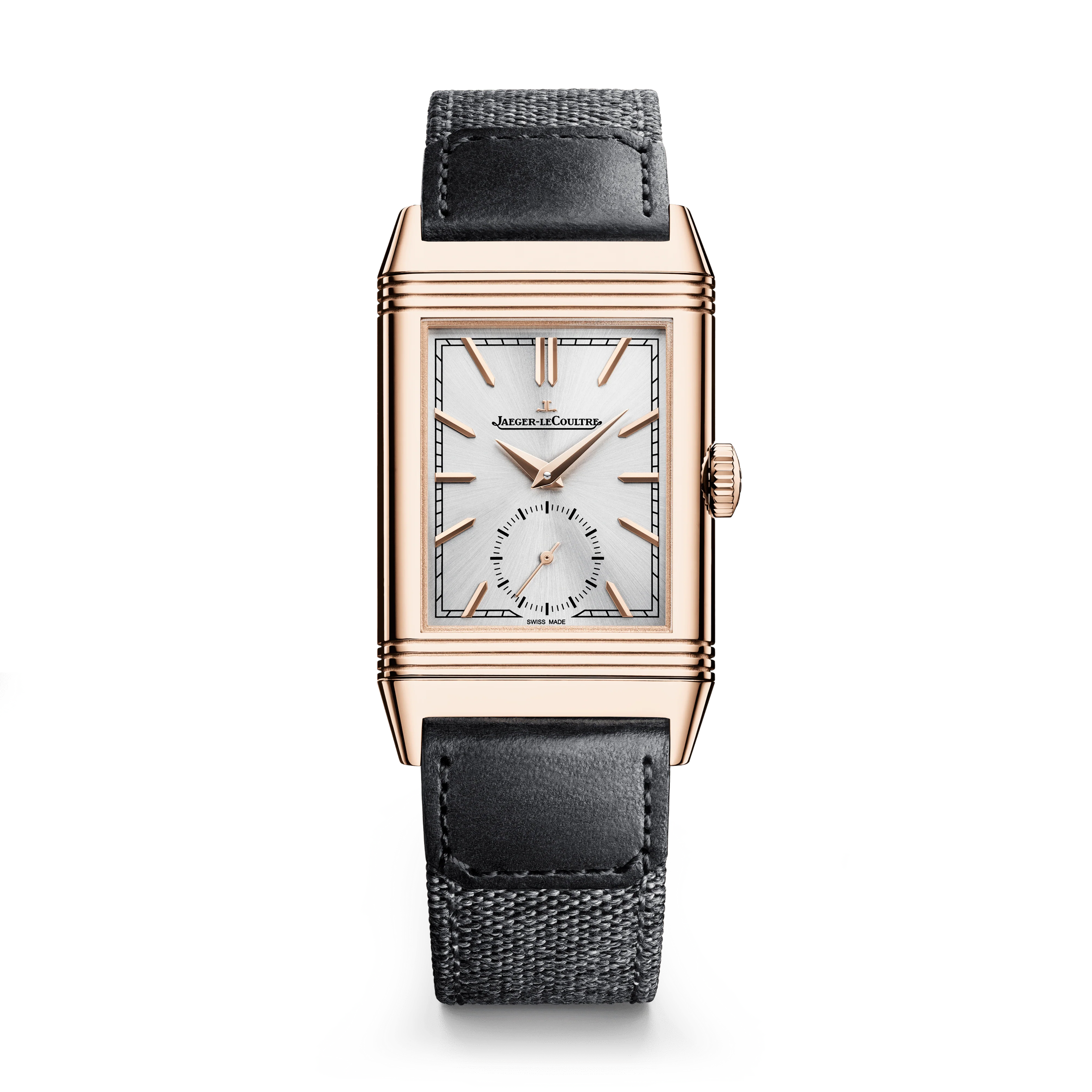 Jaeger-LeCoultre Reverso Tribute Monoface Small Seconds 45.6 x 27.4 mm Silvered Grey Dial Rose Gold Leather Strap Q7132521