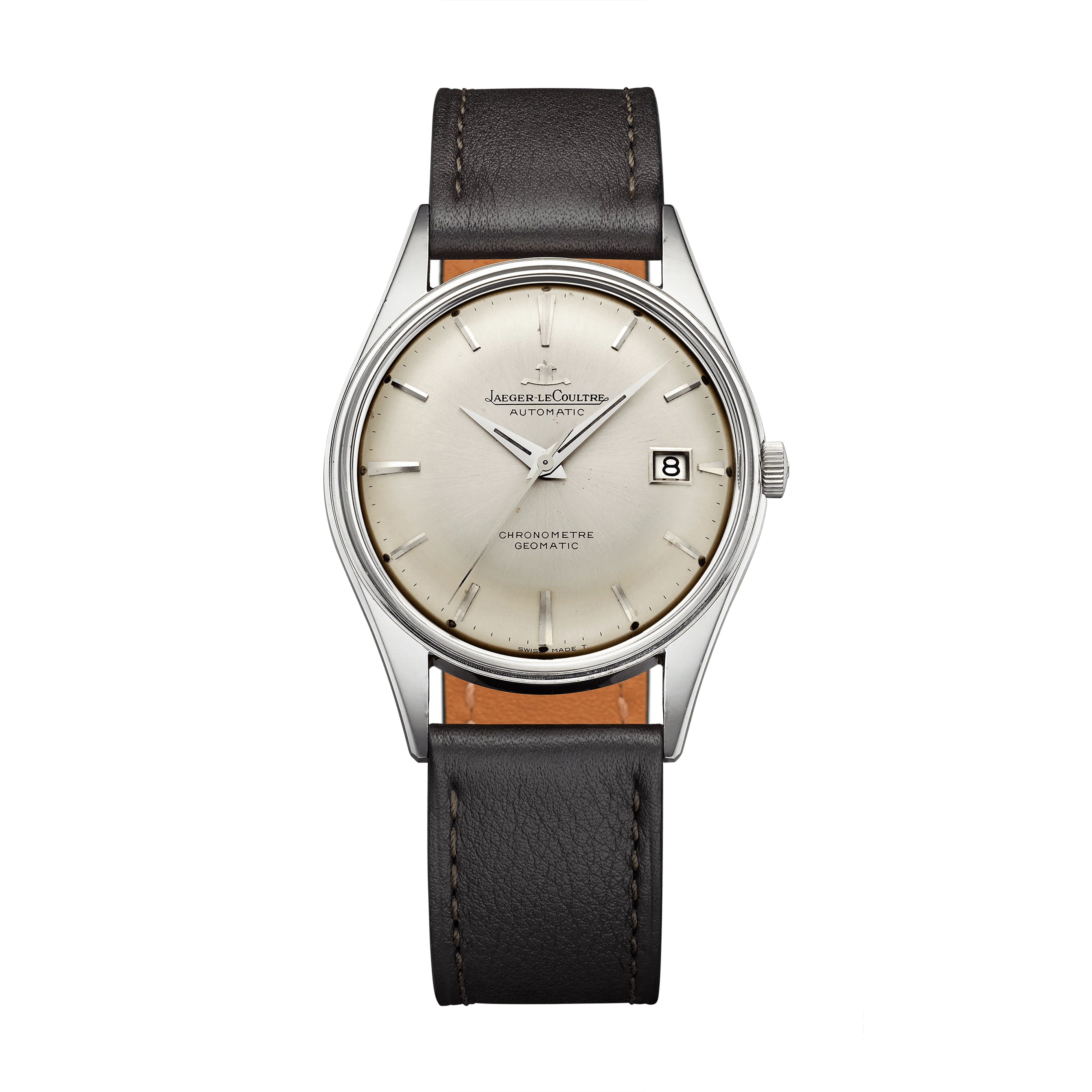 Jaeger-LeCoultre THE COLLECTIBLES Geomatic 36 mm Silvered Grey Dial Stainless Steel Leather Strap QVE39801