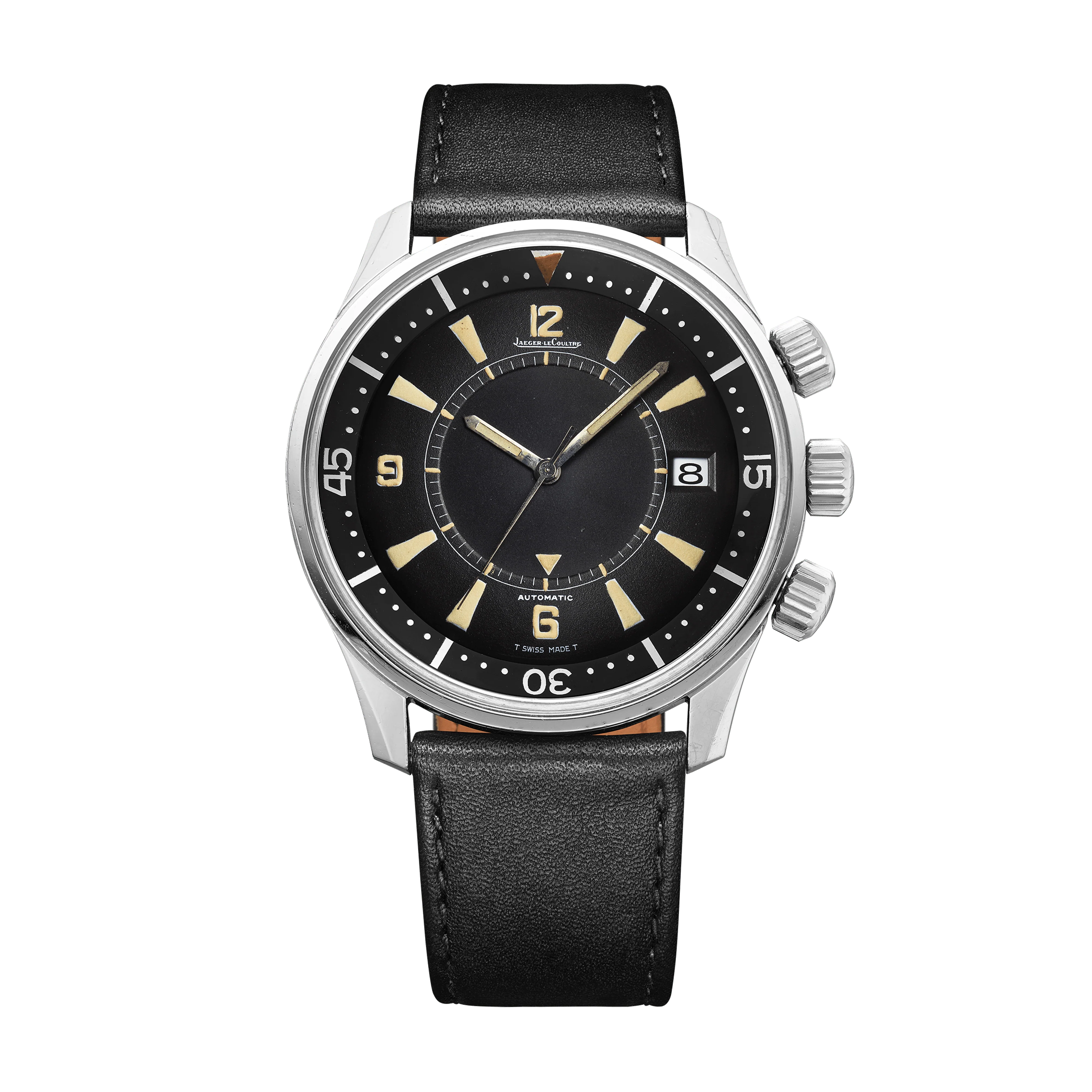 Jaeger-LeCoultre THE COLLECTIBLES Memovox Polaris 42 mm Black Dial Stainless Steel Leather Strap QVE85901