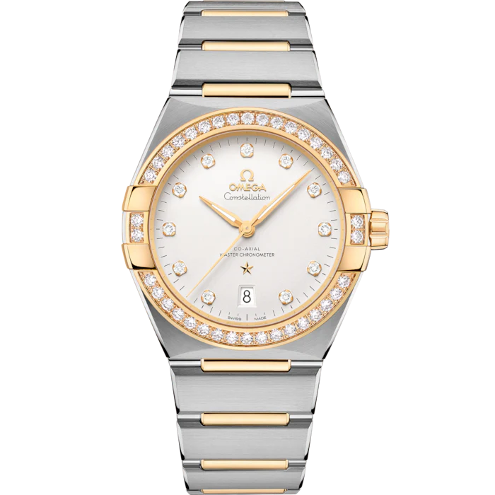 Omega Constellation 39mm Silver Diamond Dial Steel Yellow Gold 131.25.39.20.52.002