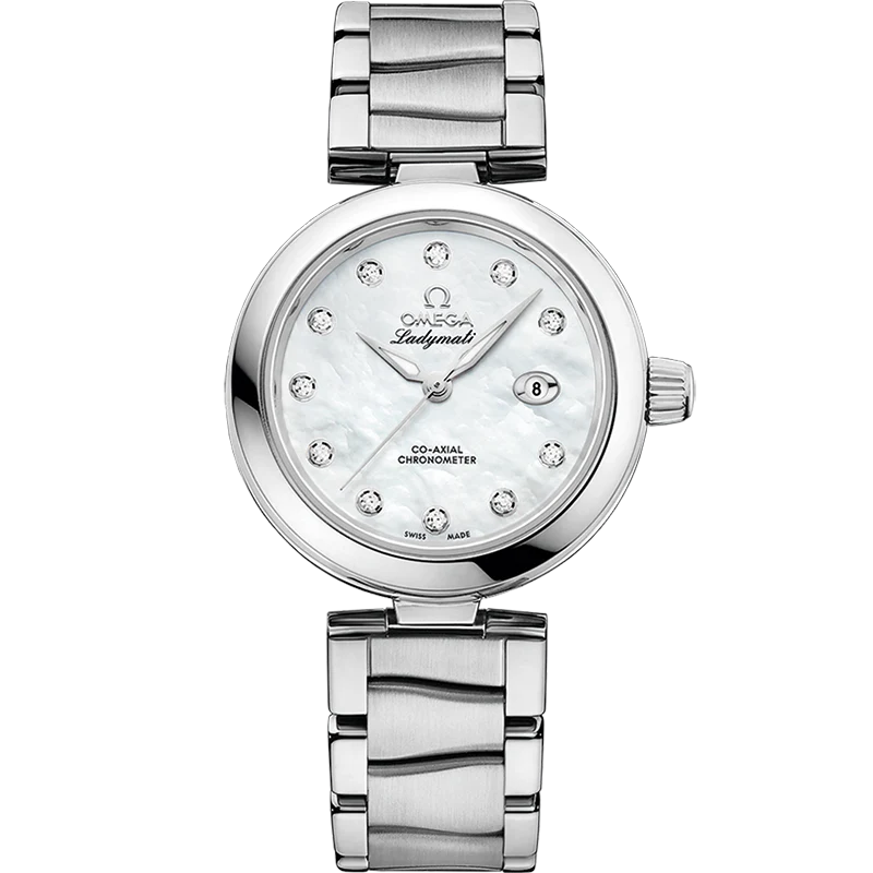 Omega De Ville Ladymatic 34 mm White Dial with Diamonds Stainless Steel Bracelet 425.30.34.20.55.002