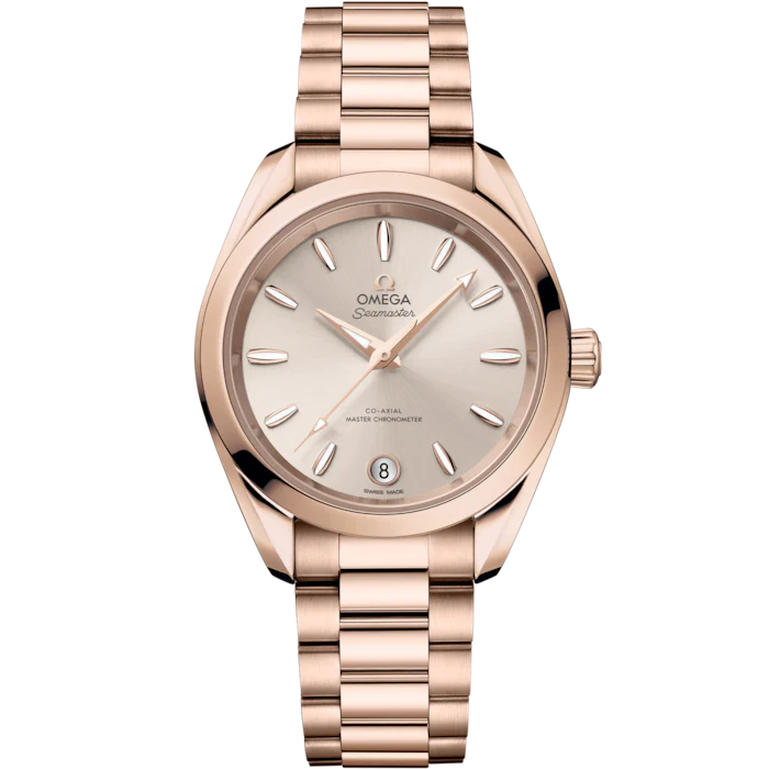 Omega Seamaster Aqua Terra Shades 34mm Linen Dial Sedna Gold 220.50.34.20.09.001