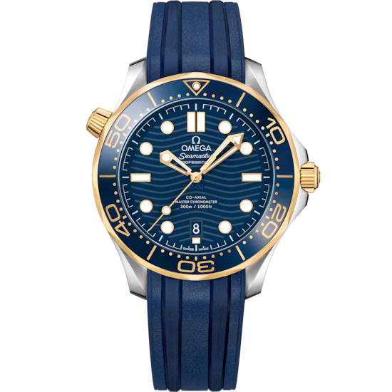 Omega Seamaster Diver 300M 42 mm Blue Dial Stainless Steel 18k Yellow Gold Strap 210.22.42.20.03.001