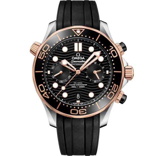 Omega Seamaster Diver 300M 44 mm Black Dial Stainless Steel and Sedna™ 18k Rose Gold Strap 210.22.44.51.01.001