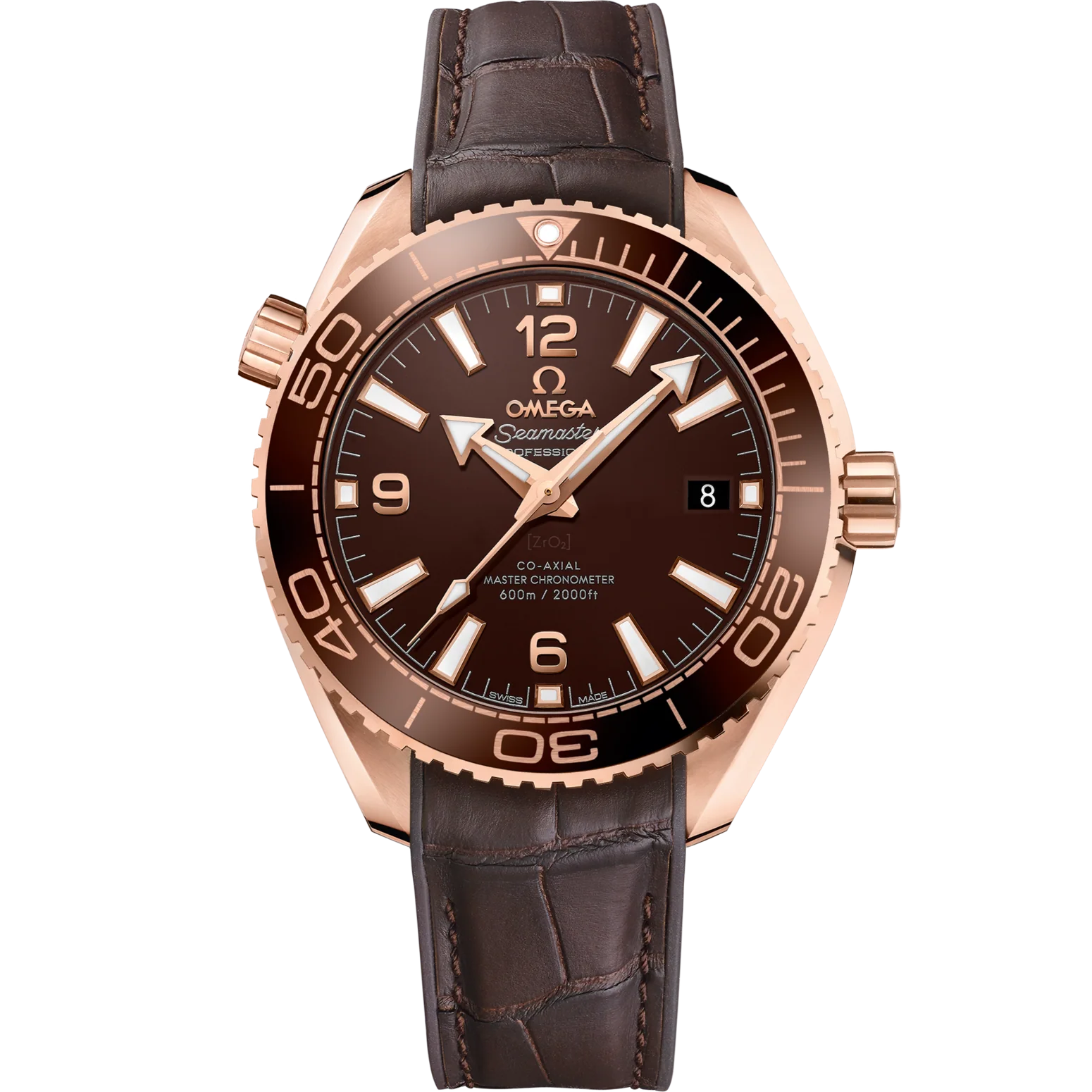 Omega Seamaster Planet Ocean 600M 39.5 mm Brown Dial Sedna™ 18k Rose Gold Strap 215.63.40.20.13.001