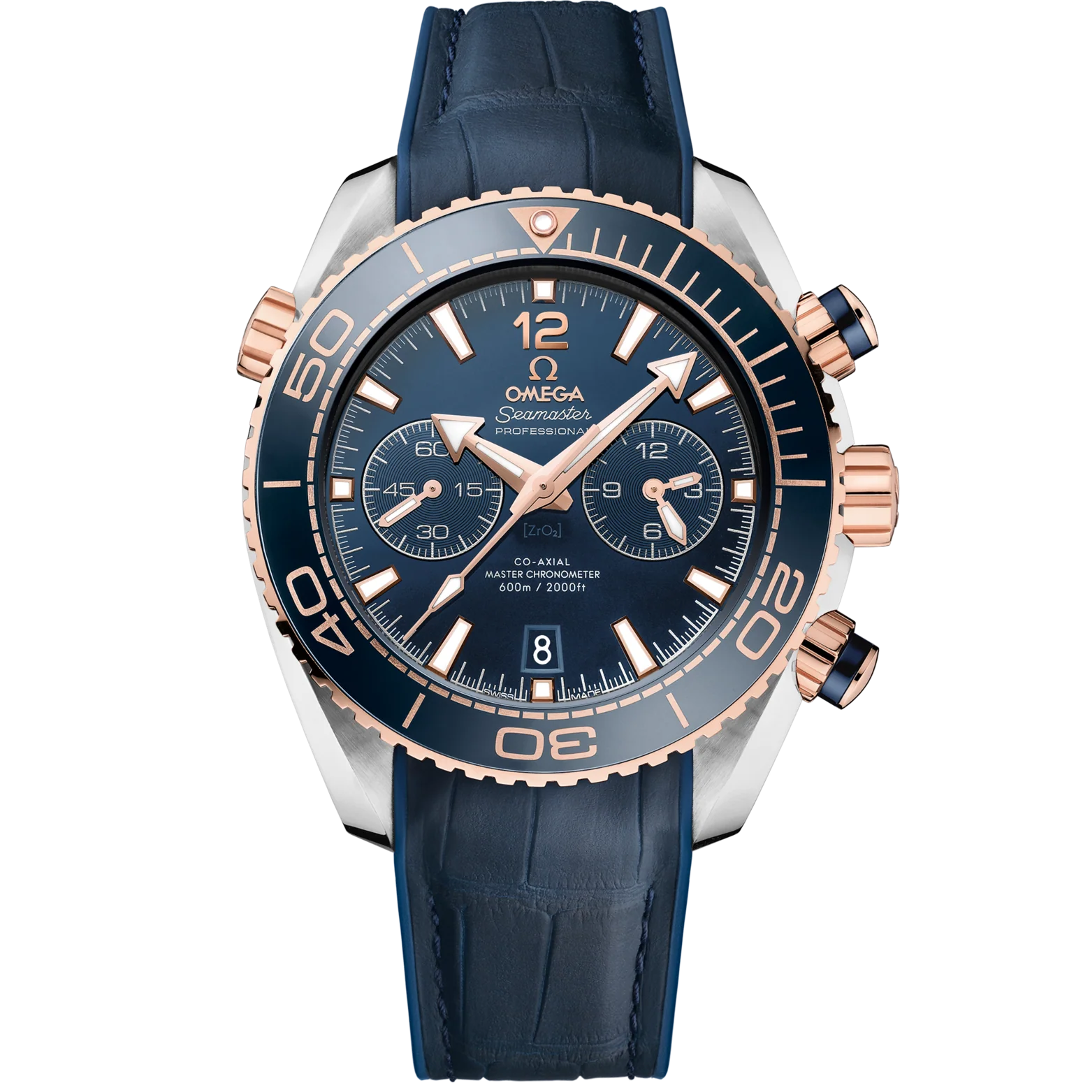 Omega Seamaster Planet Ocean 600M 45.5 mm Blue Dial Stainless Steel and Sedna™ 18k Rose Gold Strap 215.23.46.51.03.001