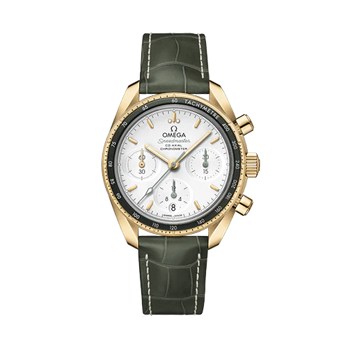 Omega Speedmaster 38 Silver Dial 38 mm 18k Yellow Gold Strap 324.63.38.50.02.004