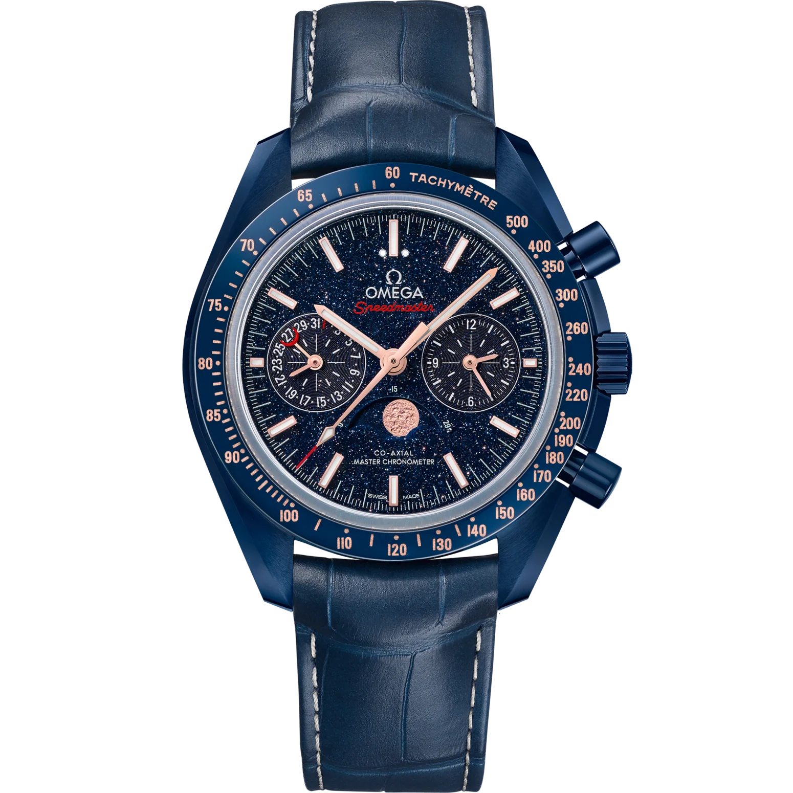 Omega Speedmaster Moonphase Blue Dial 44.25 mm Blue ceramic Strap 304.93.44.52.03.002