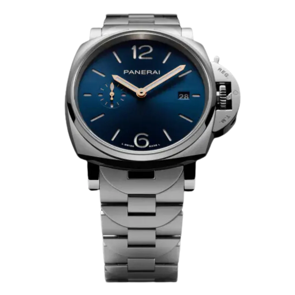 Panerai Luminor Due 42mm Blue Dial Polished Stainless Steel Bracelet PAM01124