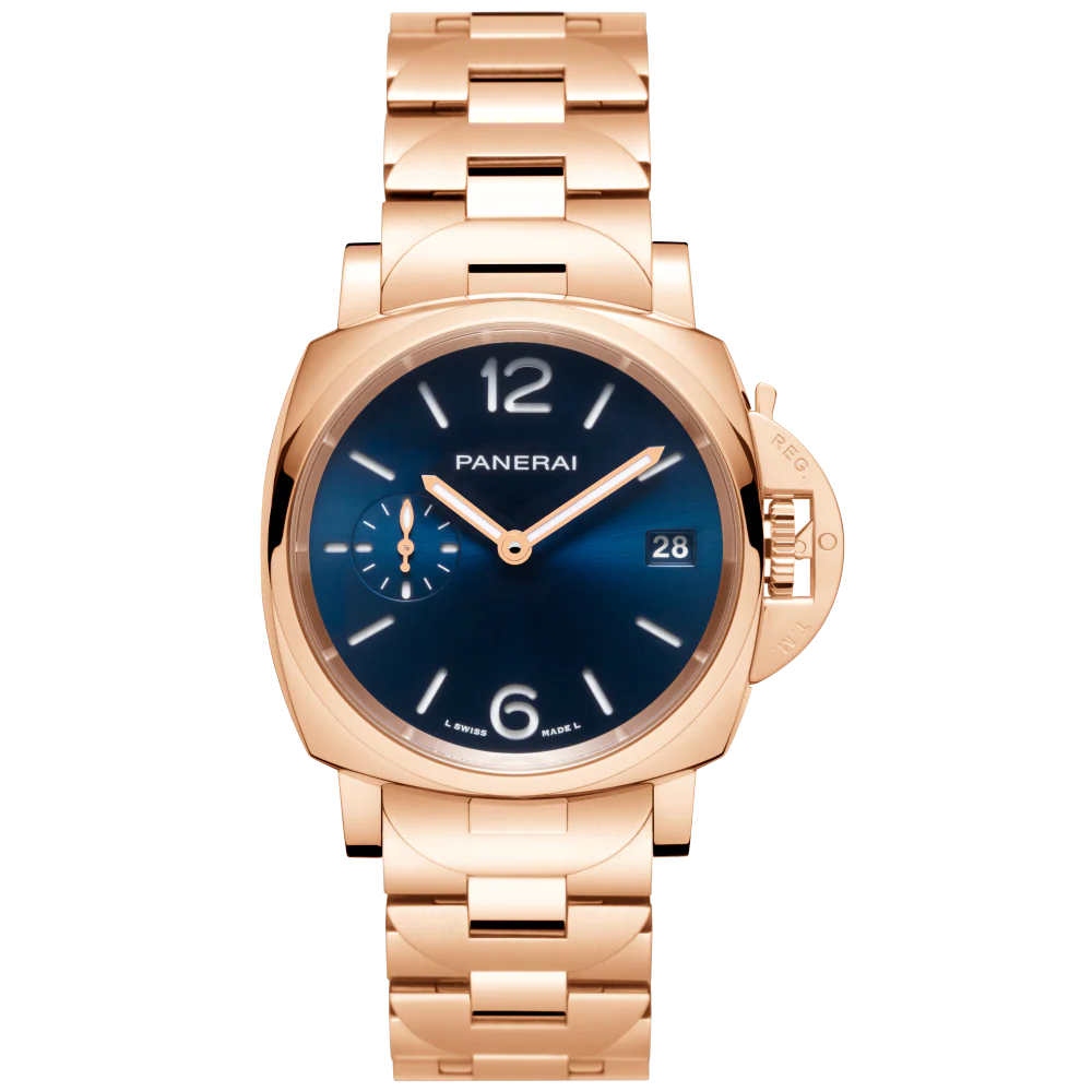 Panerai Luminor Due TuttoOro 38 mm Blue Dial Polished Goldtech™ Bracelet PAM01182