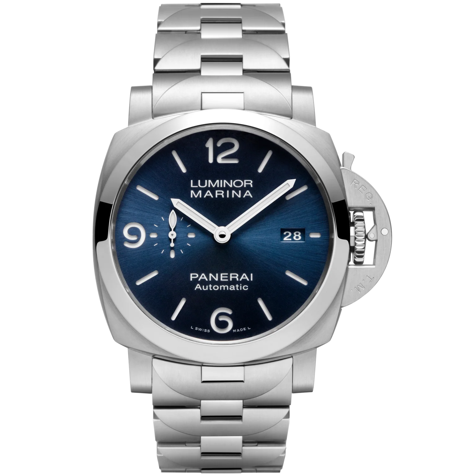 Panerai Luminor Marina 44mm Blue Sun-Brushed Dial Brushed Steel Bracelet PAM01316