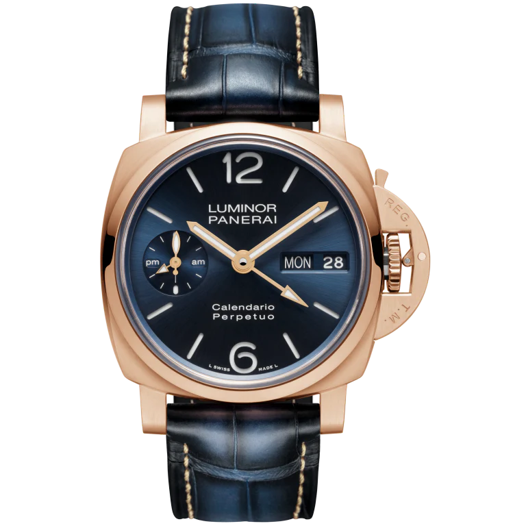 Panerai Luminor Perpetual Calendar GMT Goldtech™ 44 mm Blue Dial Brushed Goldtech   Blue Leather Strap PAM00742
