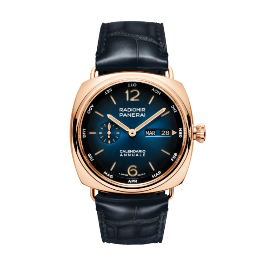 Panerai Radiomir Annual Calendar Goldtech™ 45 mm Blue Dial Polished Panerai Goldtech™   Leather Strap PAM01363