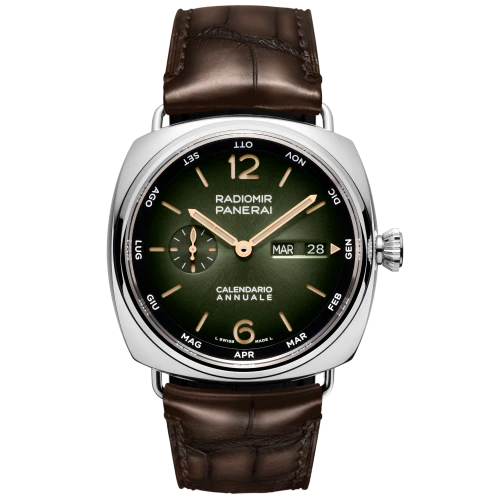 Panerai Radiomir Annual Calendar Platinumtech™ 45 mm Green Dial Polished Platinumtech™   Leather Strap PAM01364