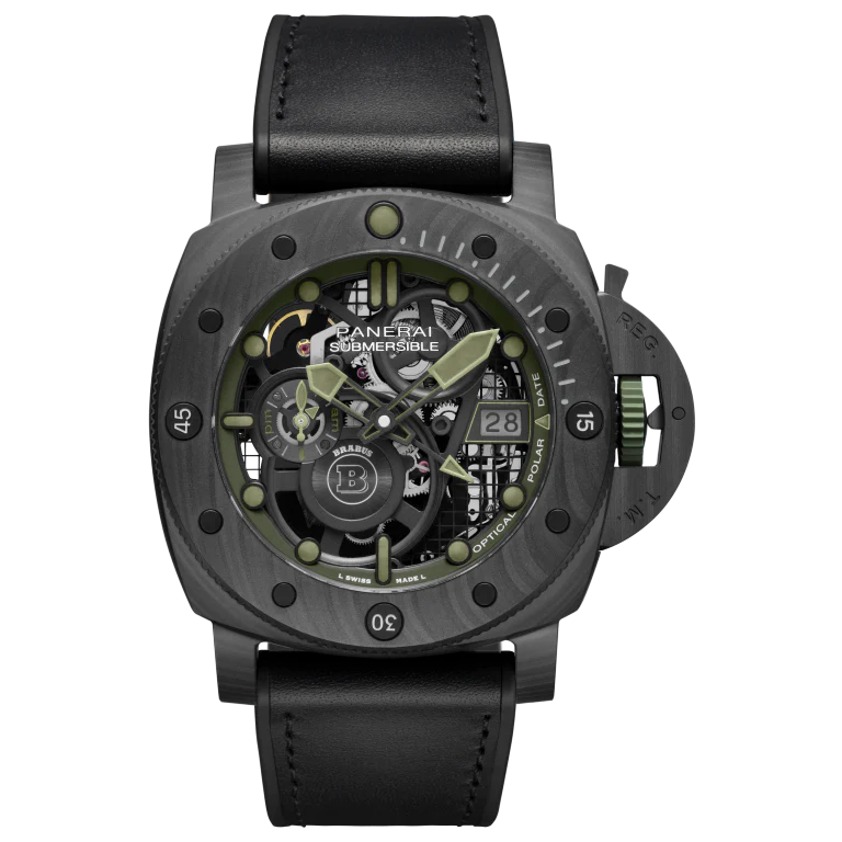 Panerai Submersible S Brabus Carbotech™ 47 mm Transparent Dial Carbotech Calf Rubber Bi-Material Black Strap PAM01283