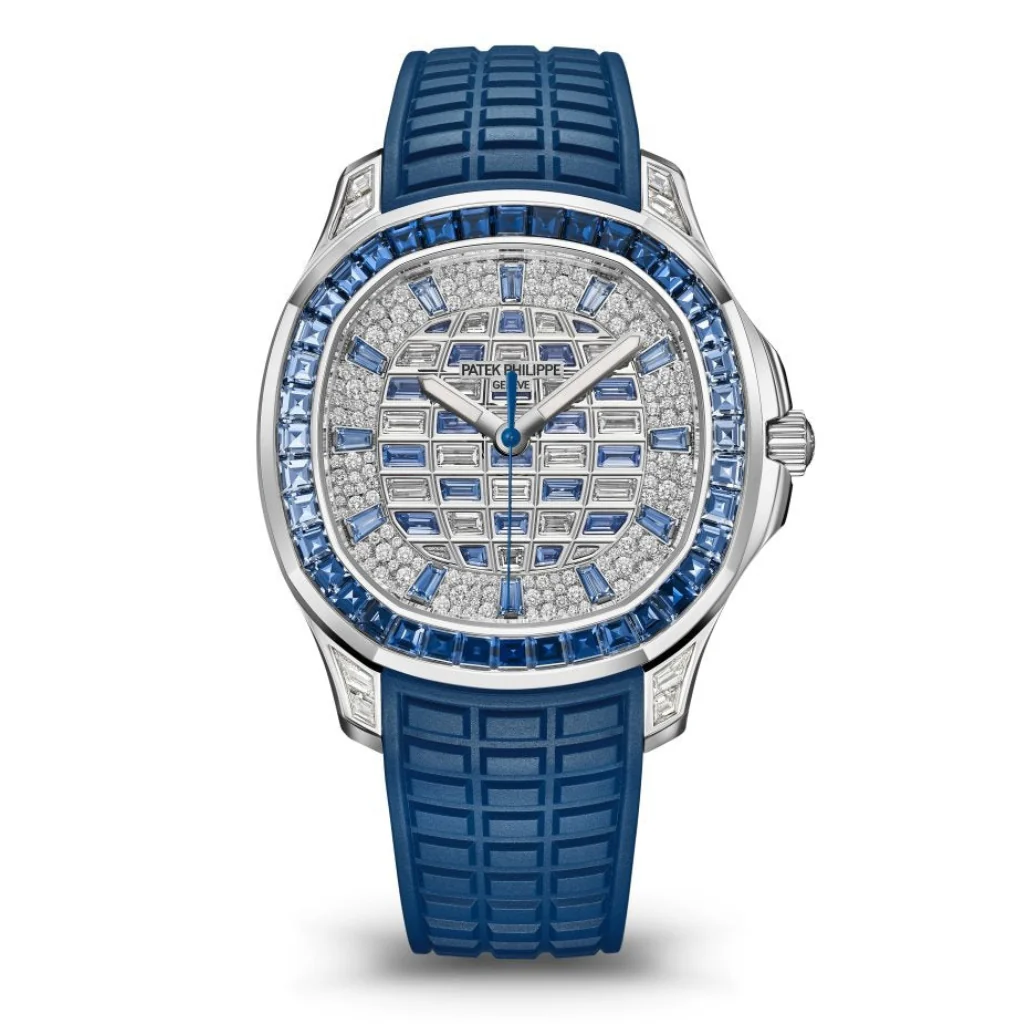 Patek Philippe Aquanaut Luce Haute Joaillerie Sapphire & Diamond Pavé White Gold Case Leather Strap 38.8mm 5268-461G-001