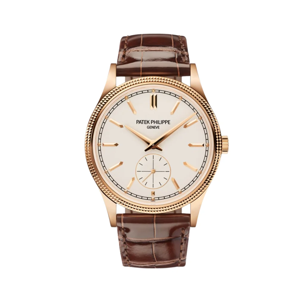 Patek Philippe Calatrava Silver Grained Dial Rose Gold Case Strap 39mm 6119R-001
