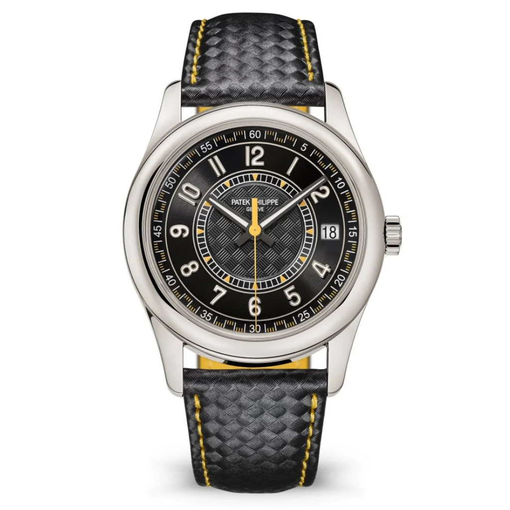 Patek Philippe Calatrava Sweep Seconds Batman Carbon Dial White Gold Case Black Leather Strap 40 mm 6007G-001