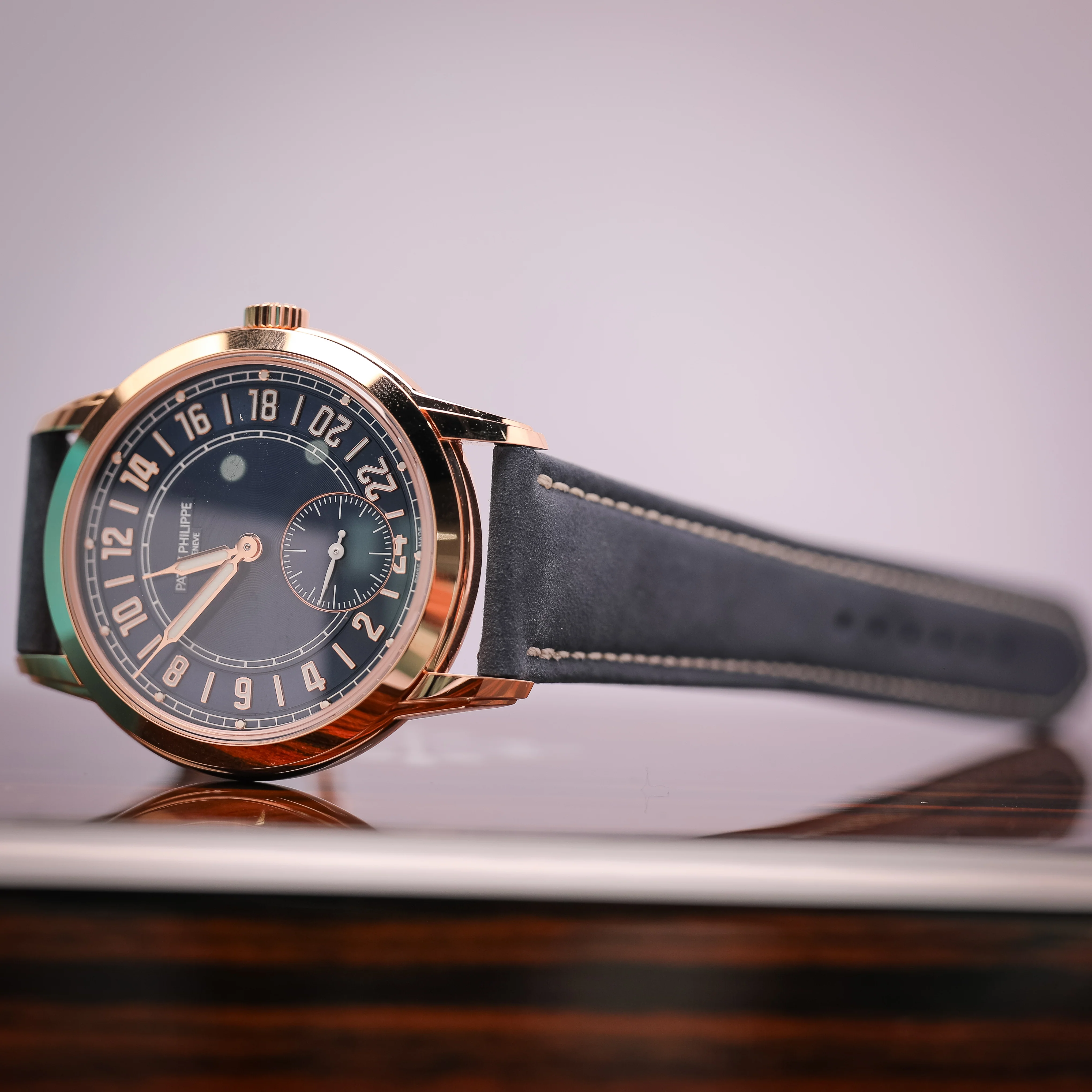 Patek Philippe Complications Blue Dial Rose Gold Case Blue Strap 42 mm 5224R-001 - Image 3